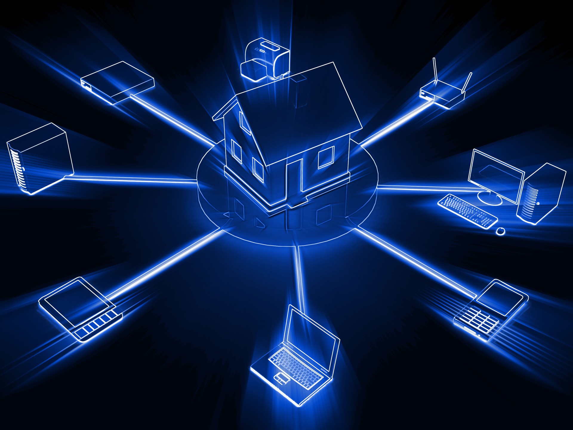 Home computer network smart house internet of things concept